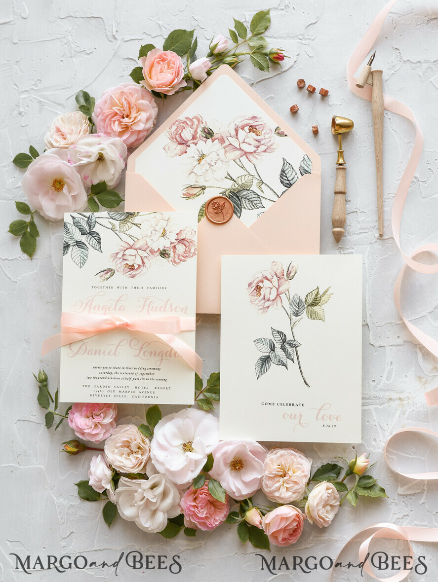 WEDDING INVITATIONS floral / boho / watercolor Wedding invitations suite colorful romantic stationery vintage
