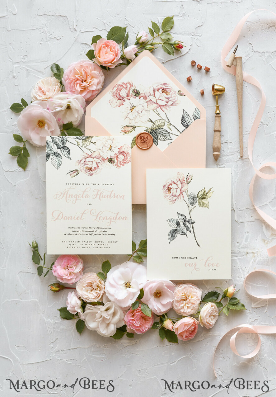 WEDDING INVITATIONS floral / boho / watercolor Wedding invitations suite colorful romantic stationery vintage