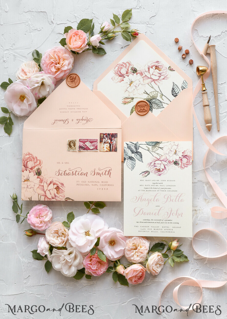WEDDING INVITATIONS floral / boho / watercolor Wedding invitations suite colorful romantic stationery vintage