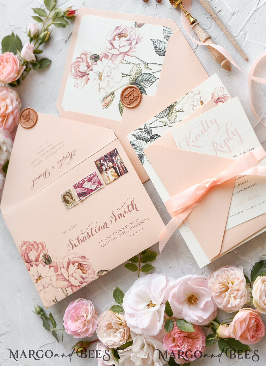 WEDDING INVITATIONS floral / boho / watercolor Wedding invitations suite colorful romantic stationery vintage