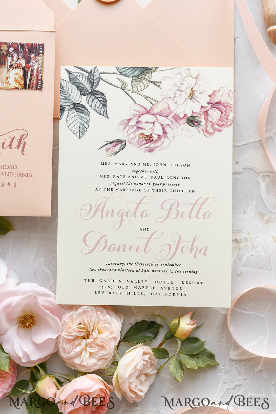 WEDDING INVITATIONS floral / boho / watercolor Wedding invitations suite colorful romantic stationery vintage