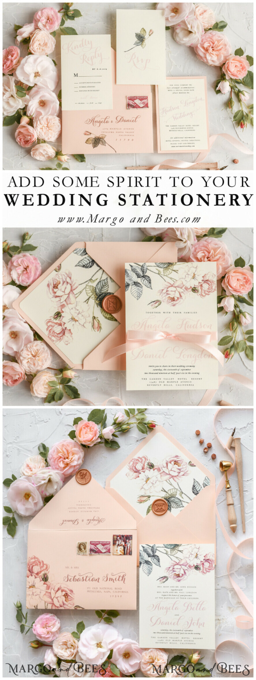 WEDDING INVITATIONS floral / boho / watercolor Wedding invitations suite colorful romantic stationery vintage