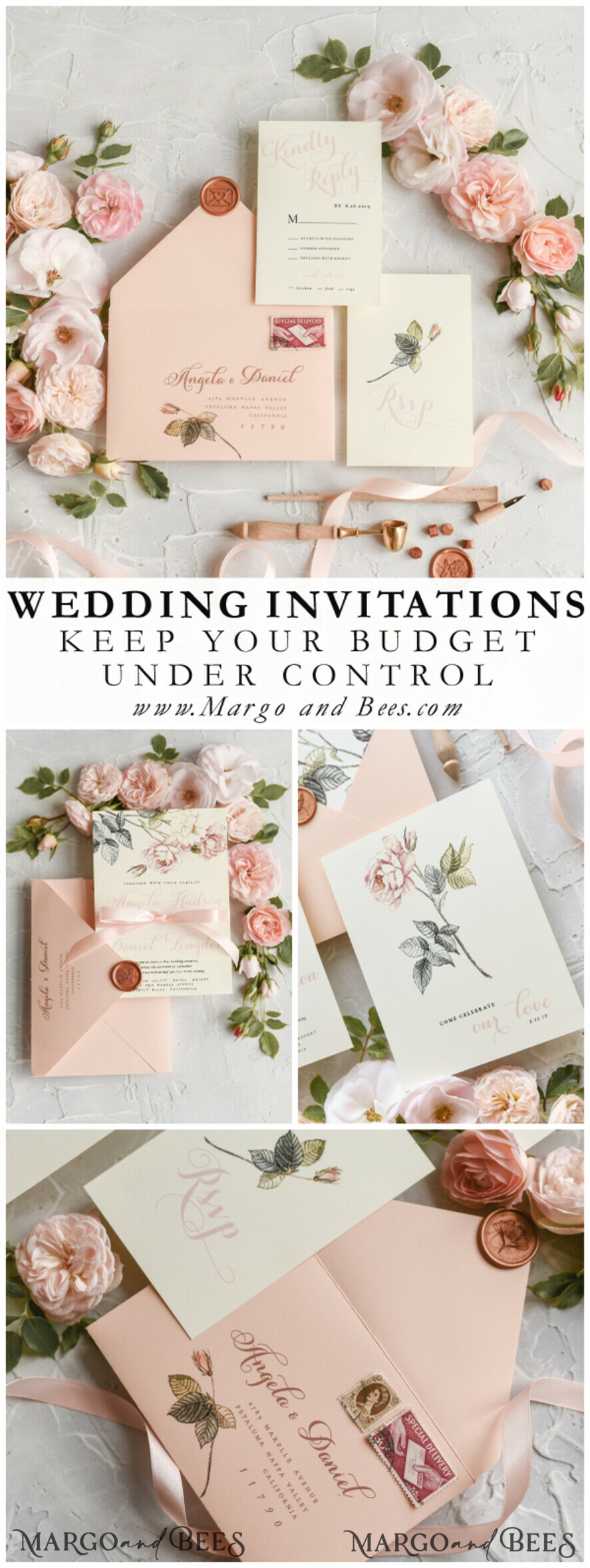 WEDDING INVITATIONS floral / boho / watercolor Wedding invitations suite colorful romantic stationery vintage