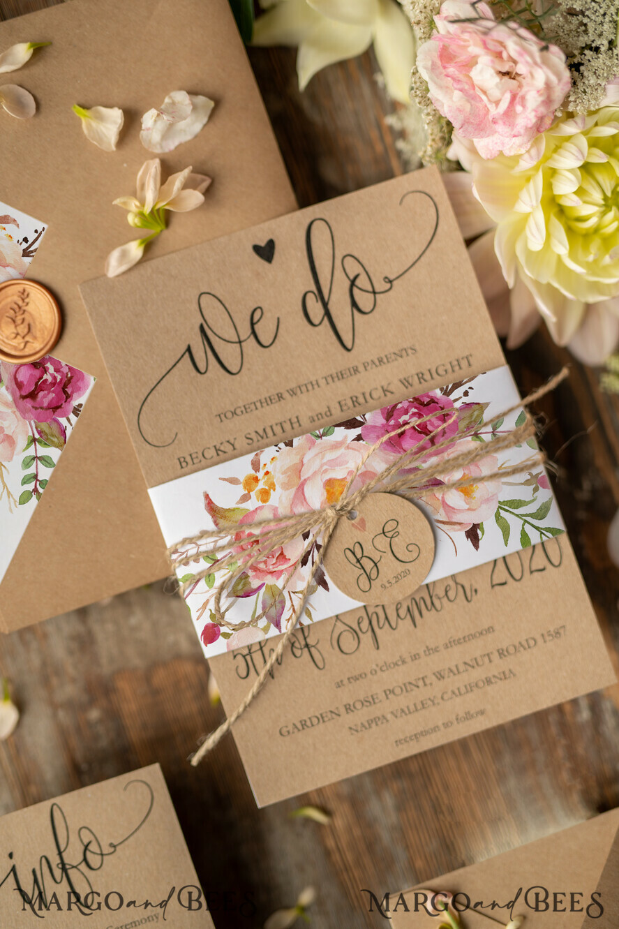 WEDDING INVITATIONS floral / boho / watercolor Wedding invitations custom, colorful watercolor invites, greenery