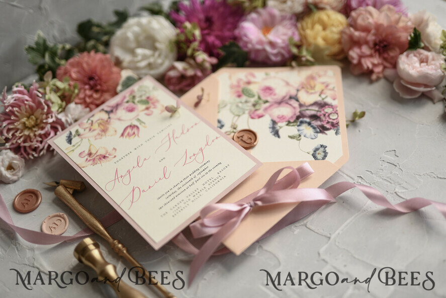 WEDDING INVITATIONS floral / boho / watercolor Romantic Wedding invitations colorful romantic stationery flowers