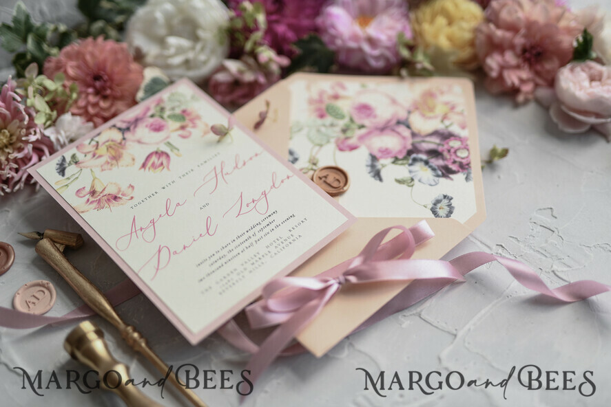 WEDDING INVITATIONS floral / boho / watercolor Romantic Wedding invitations colorful romantic stationery flowers