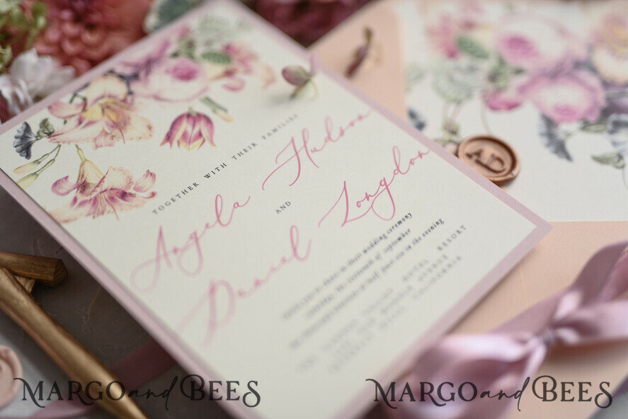 WEDDING INVITATIONS floral / boho / watercolor Romantic Wedding invitations colorful romantic stationery flowers