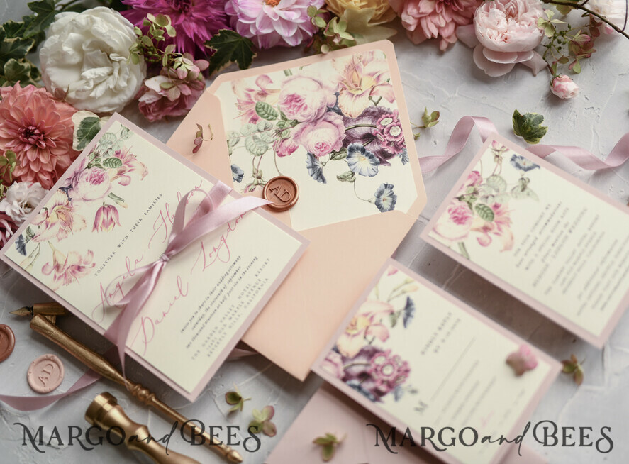 WEDDING INVITATIONS floral / boho / watercolor Romantic Wedding invitations colorful romantic stationery flowers
