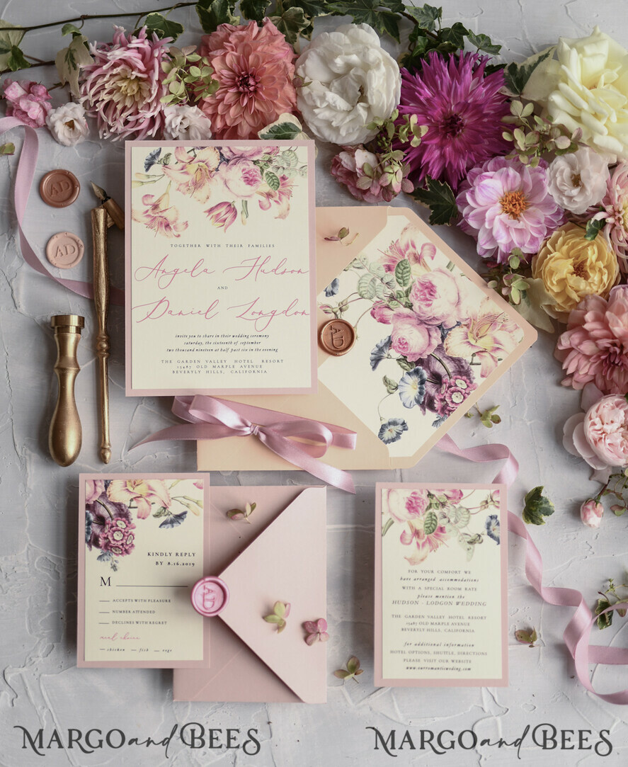 WEDDING INVITATIONS floral / boho / watercolor Romantic Wedding invitations colorful romantic stationery flowers