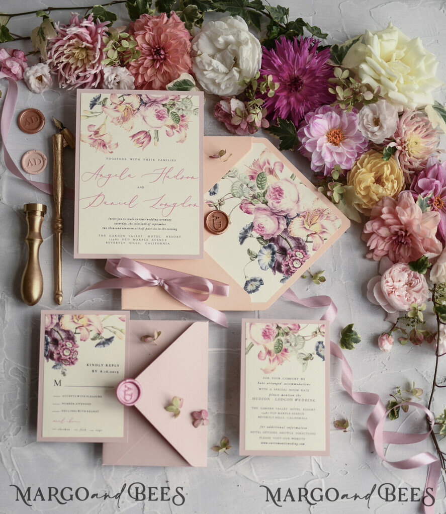 WEDDING INVITATIONS floral / boho / watercolor Romantic Wedding invitations colorful romantic stationery flowers