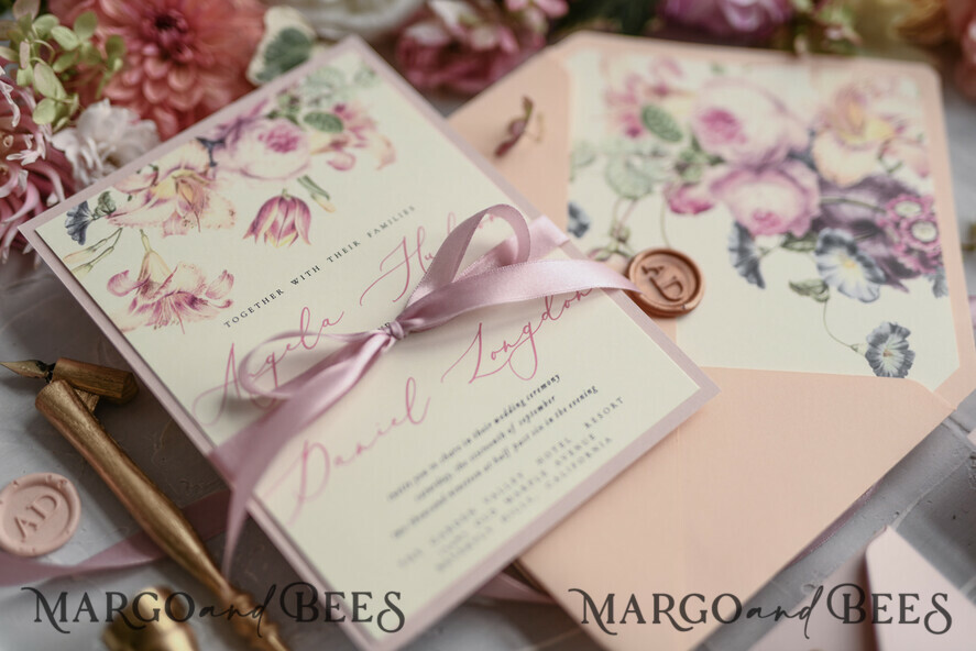 WEDDING INVITATIONS floral / boho / watercolor Romantic Wedding invitations colorful romantic stationery flowers