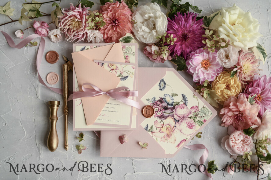 WEDDING INVITATIONS floral / boho / watercolor Romantic Wedding invitations colorful romantic stationery flowers