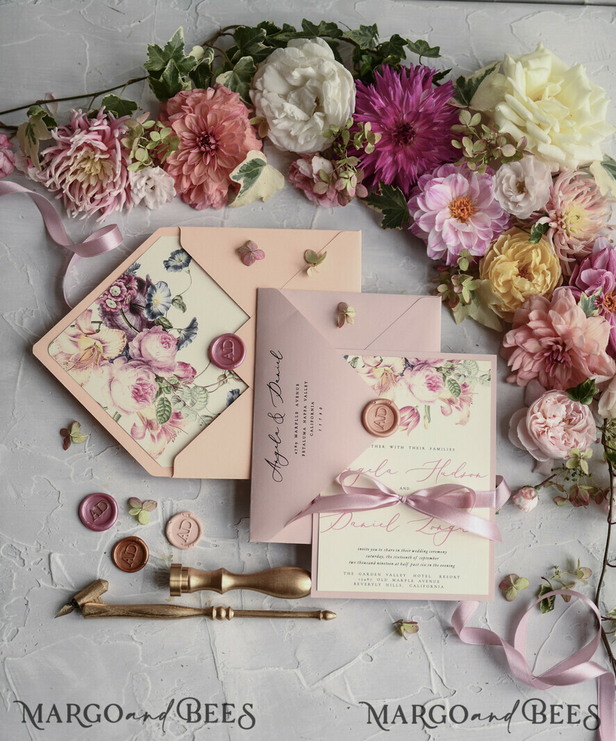 WEDDING INVITATIONS floral / boho / watercolor Romantic Wedding invitations colorful romantic stationery flowers