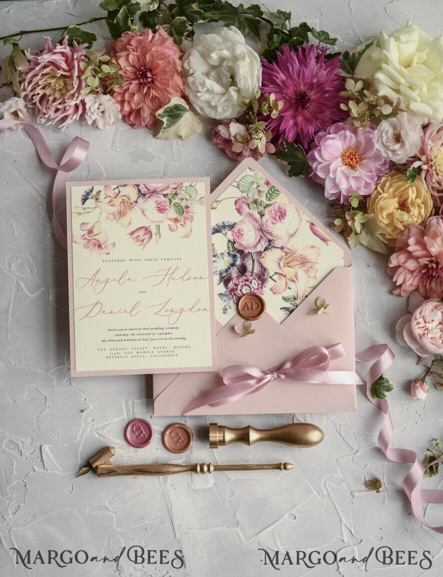 WEDDING INVITATIONS floral / boho / watercolor Romantic Wedding invitations colorful romantic stationery flowers