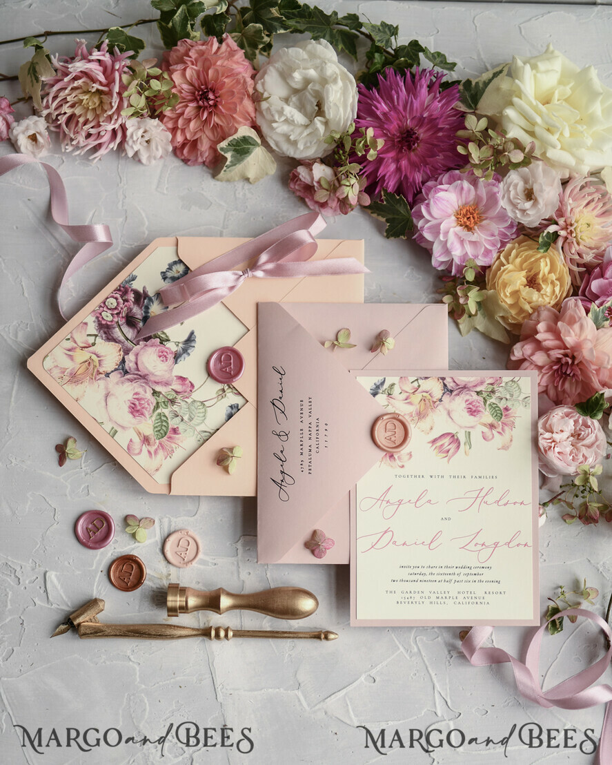 WEDDING INVITATIONS floral / boho / watercolor Romantic Wedding invitations colorful romantic stationery flowers