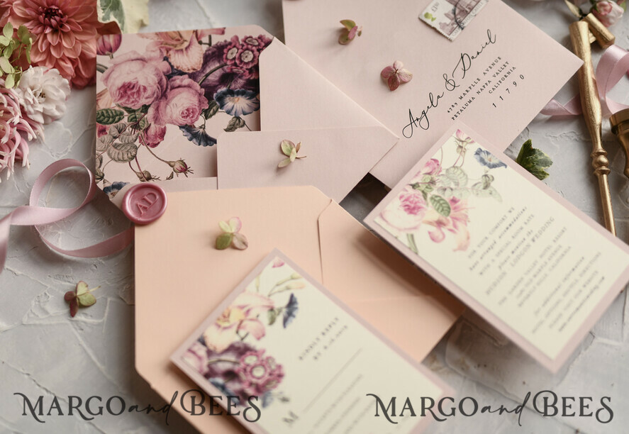 WEDDING INVITATIONS floral / boho / watercolor Romantic Wedding invitations colorful romantic stationery flowers