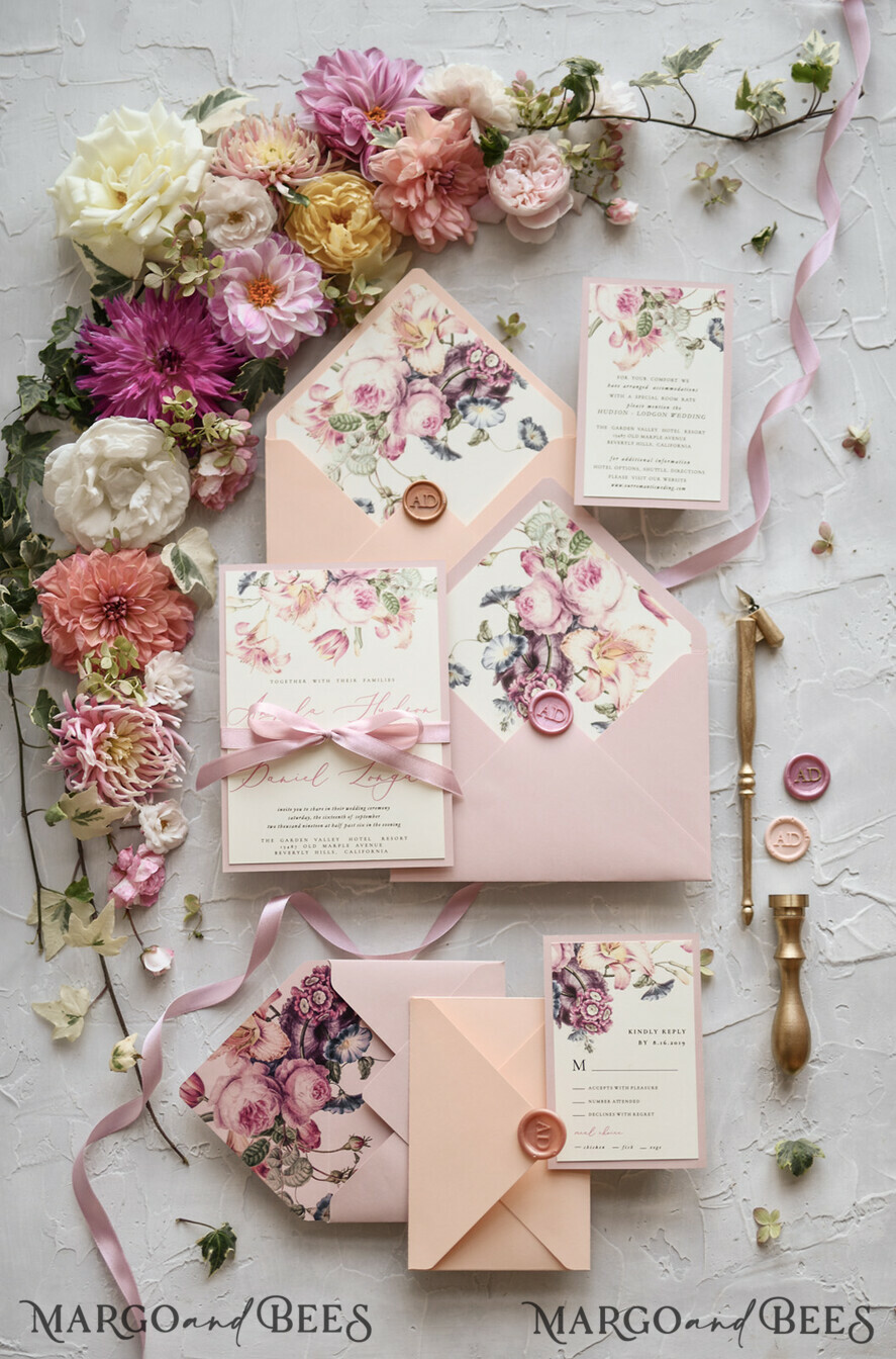 WEDDING INVITATIONS floral / boho / watercolor Romantic Wedding invitations colorful romantic stationery flowers