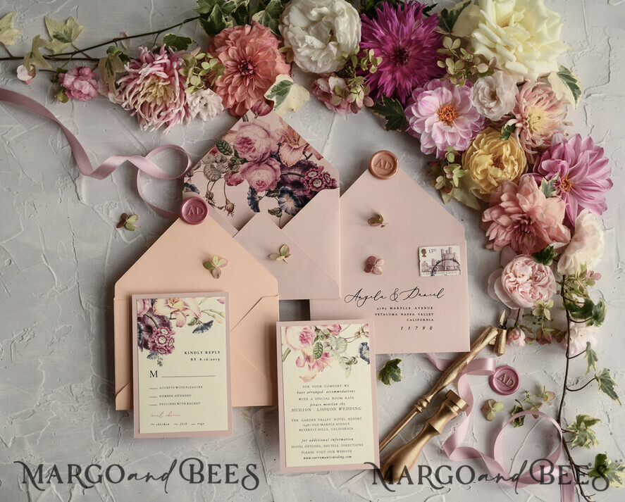 WEDDING INVITATIONS floral / boho / watercolor Romantic Wedding invitations colorful romantic stationery flowers