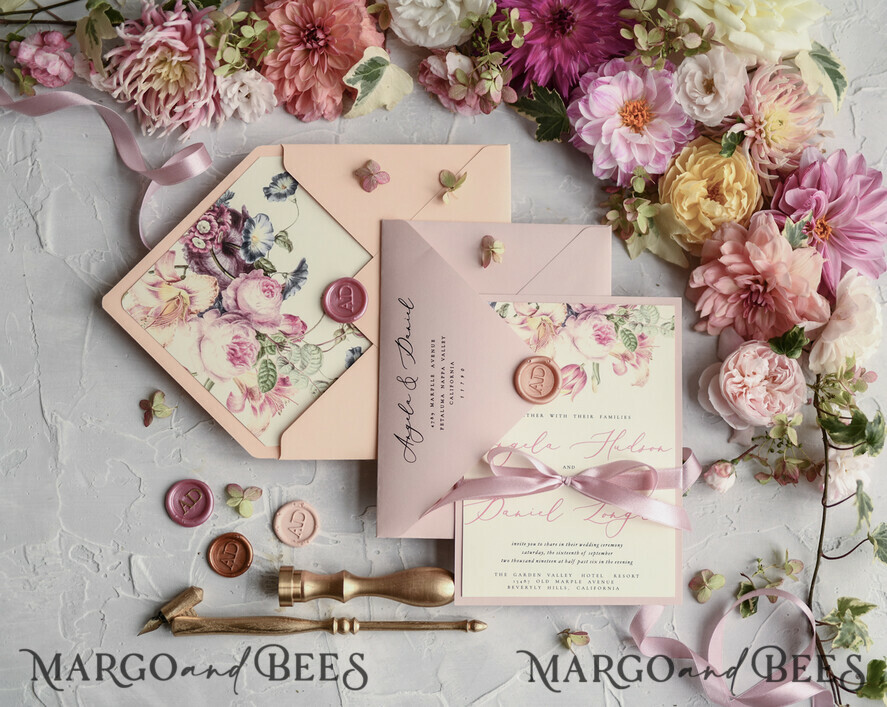 WEDDING INVITATIONS floral / boho / watercolor Romantic Wedding invitations colorful romantic stationery flowers