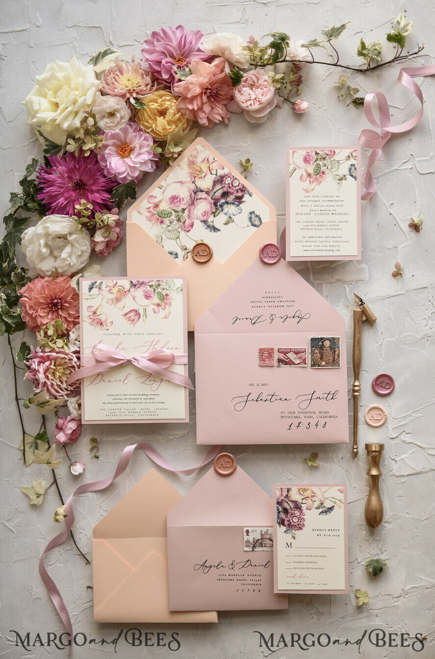 WEDDING INVITATIONS floral / boho / watercolor Romantic Wedding invitations colorful romantic stationery flowers