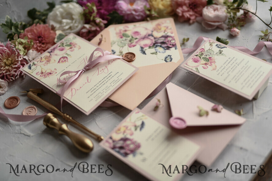 WEDDING INVITATIONS floral / boho / watercolor Romantic Wedding invitations colorful romantic stationery flowers