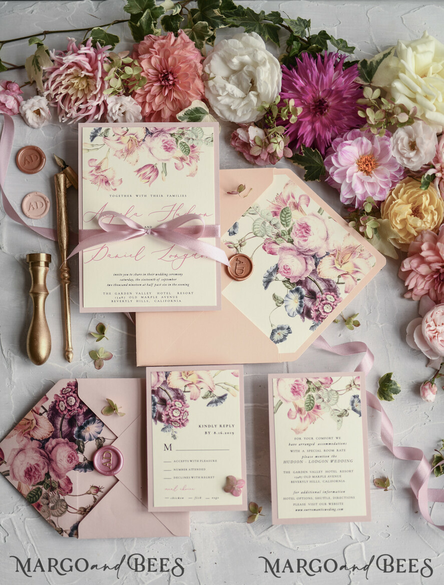 WEDDING INVITATIONS floral / boho / watercolor Romantic Wedding invitations colorful romantic stationery flowers