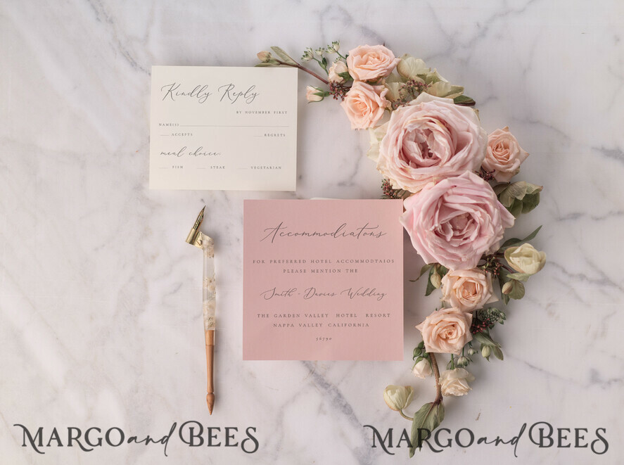 WEDDING INVITATIONS vintage lace/ rustic lace Elegant Lace Wedding Invitations Personalised Stationery Ivory and Blush Pink
