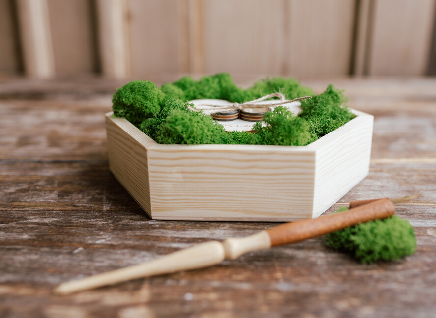 RING BEARER BOXES & PILLOWS Rustic Wedding Moss Bearer engraved wedding ring box • personalised rustic ring box • ring earer moss box