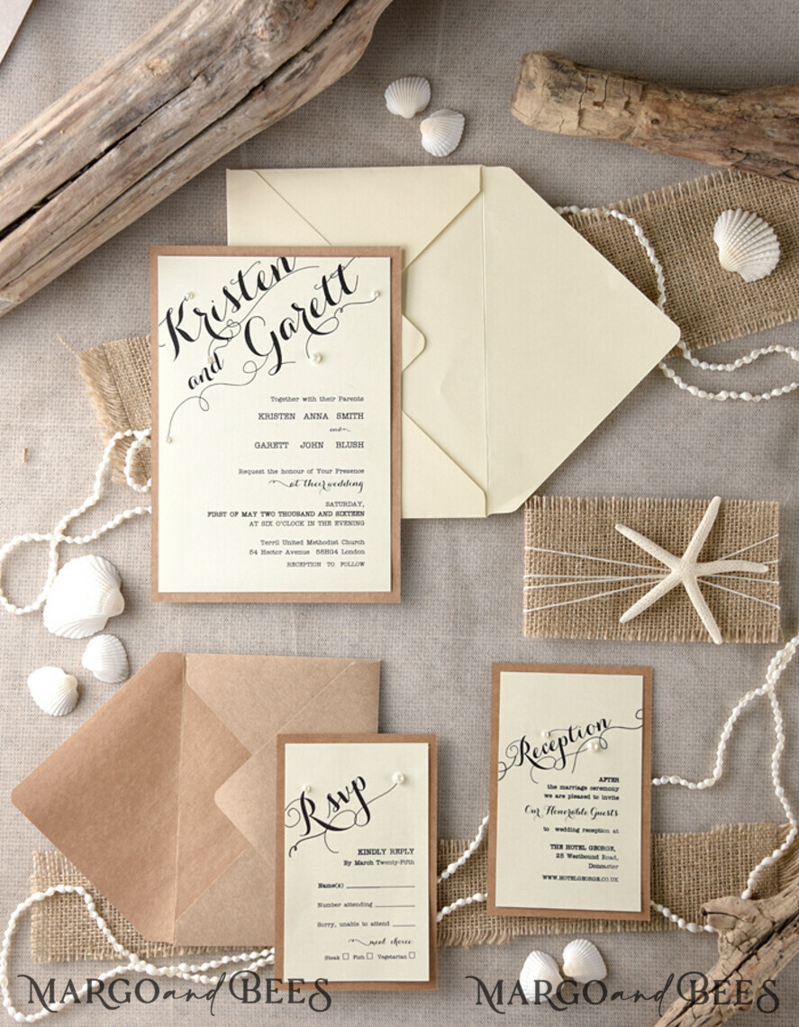 WEDDING INVITATIONS passport to love/ beach wedding invites Beach Wedding invitations starfish burlap belly band Wedding Invites destination wedding Cards with pearls