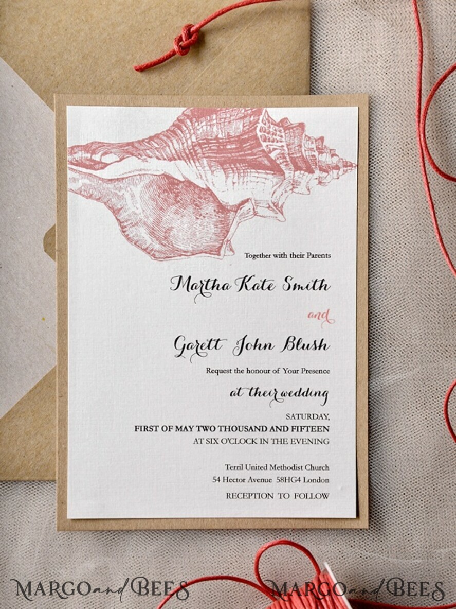 WEDDING INVITATIONS passport to love/ beach wedding invites Beach Wedding invitations Seashells Wedding Invites destination wedding Cards with burlap belly band