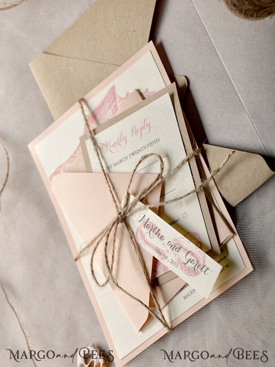 WEDDING INVITATIONS passport to love/ beach wedding invites Beach Wedding invitations Seashells Wedding Invites destination wedding Cards with twine and tag