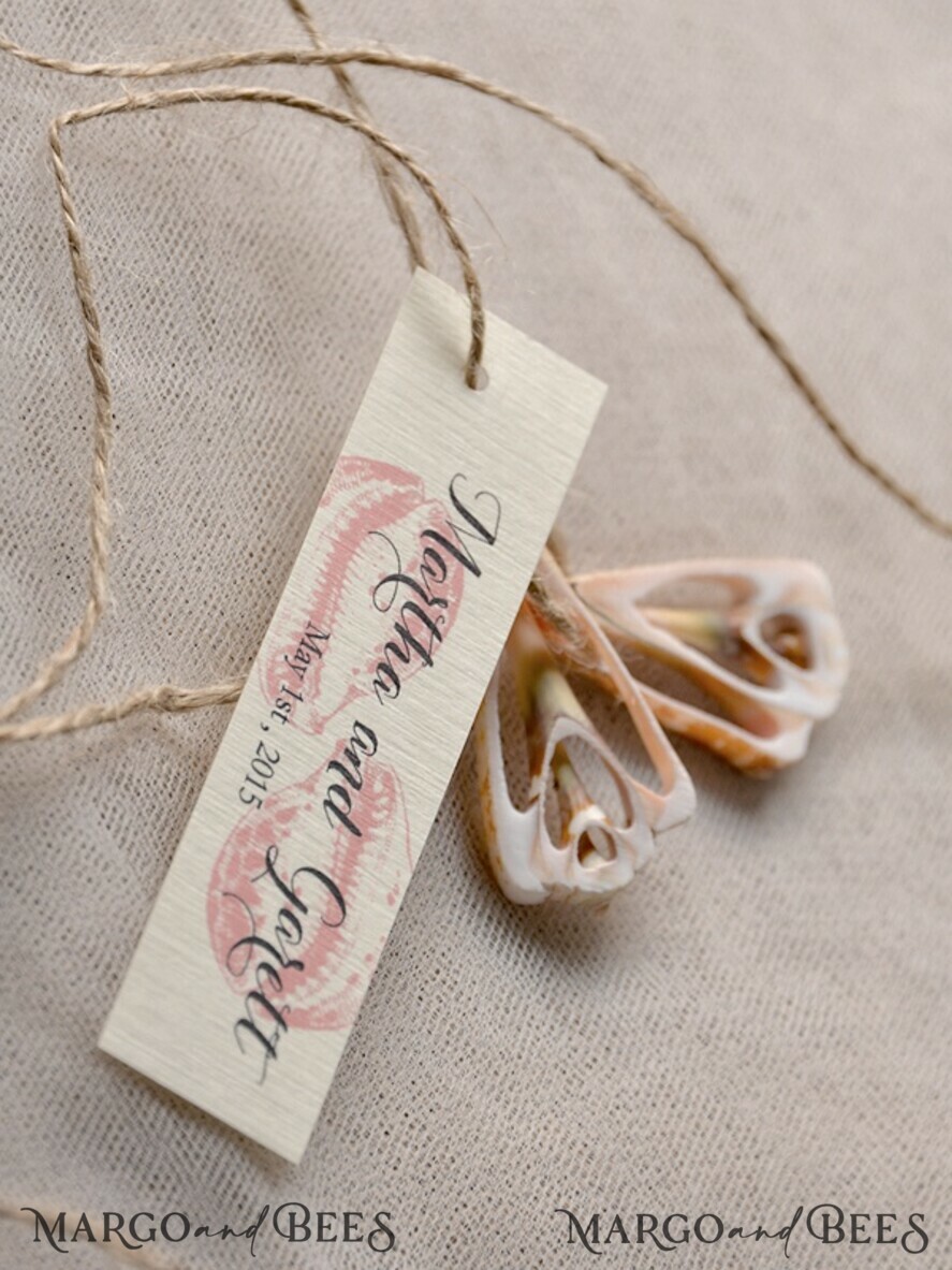 WEDDING INVITATIONS passport to love/ beach wedding invites Beach Wedding invitations Seashells Wedding Invites destination wedding Cards with twine and tag