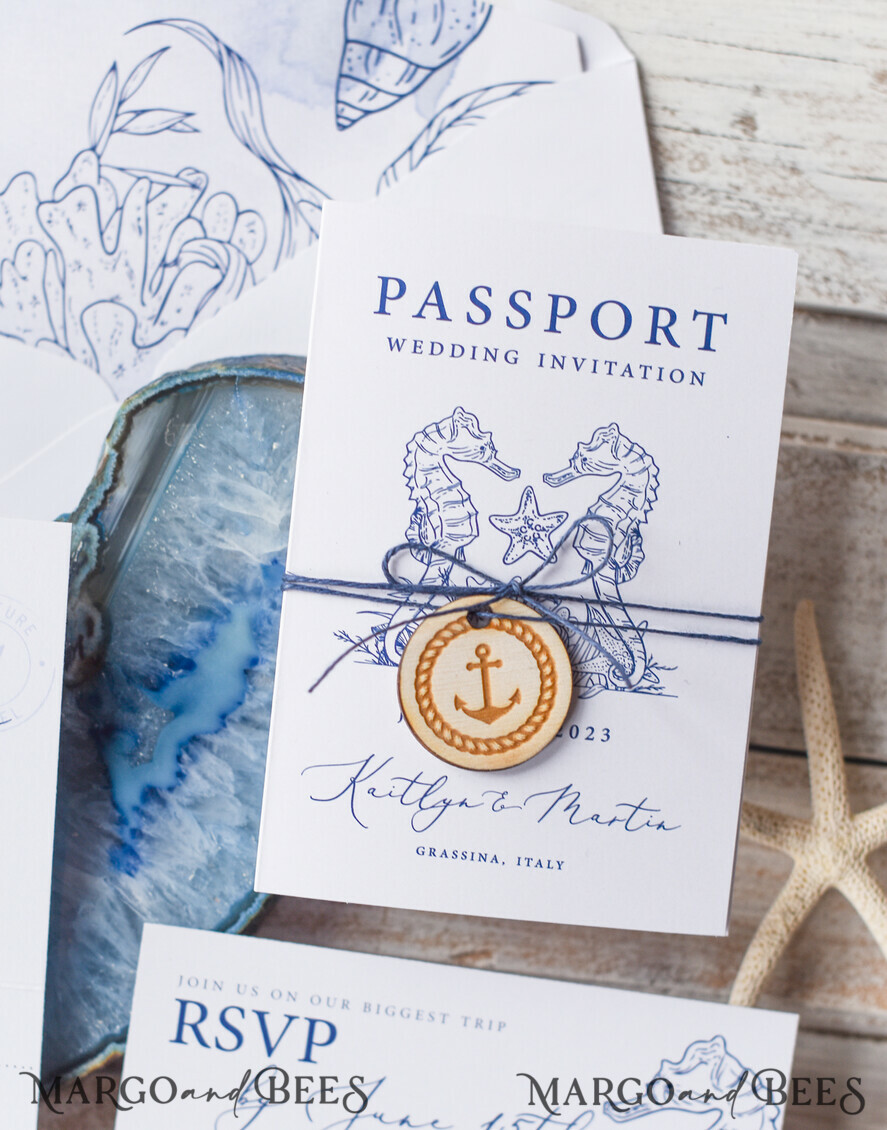 WEDDING INVITATIONS passport to love/ beach wedding invites White Beach Passport Wedding Invitation, Seahorses Wedding Cards Boarding Pass, Beach Passport Wedding Invitations Abroad,