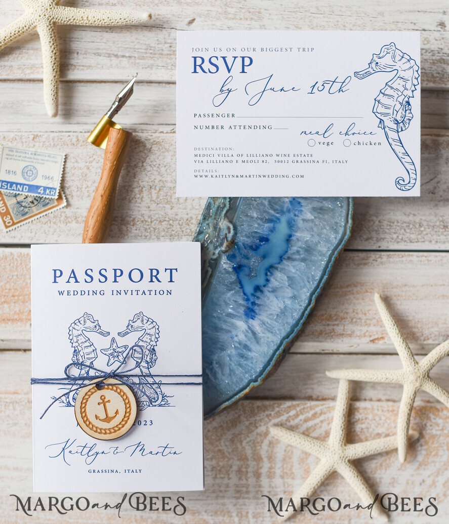 WEDDING INVITATIONS passport to love/ beach wedding invites White Beach Passport Wedding Invitation, Seahorses Wedding Cards Boarding Pass, Beach Passport Wedding Invitations Abroad,