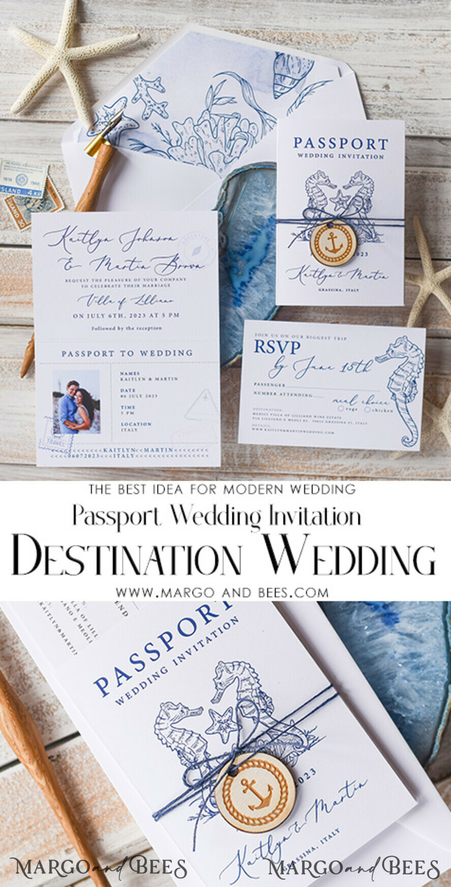 WEDDING INVITATIONS passport to love/ beach wedding invites White Beach Passport Wedding Invitation, Seahorses Wedding Cards Boarding Pass, Beach Passport Wedding Invitations Abroad,