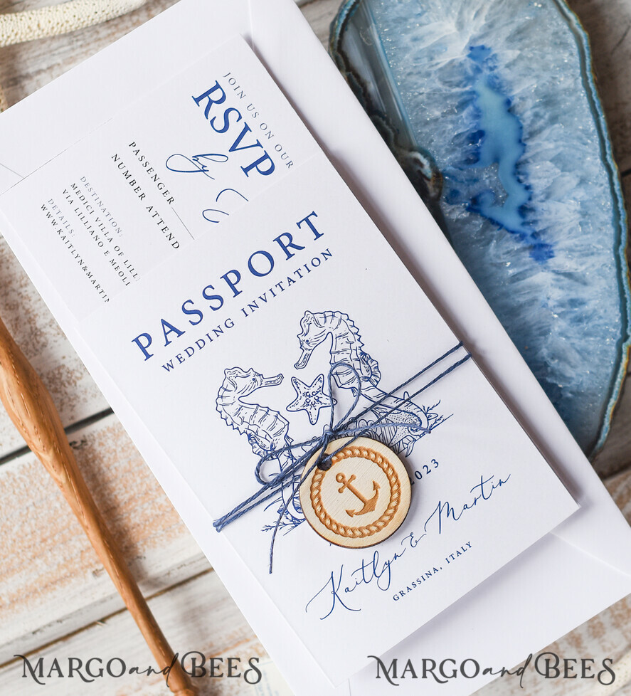 WEDDING INVITATIONS passport to love/ beach wedding invites White Beach Passport Wedding Invitation, Seahorses Wedding Cards Boarding Pass, Beach Passport Wedding Invitations Abroad,