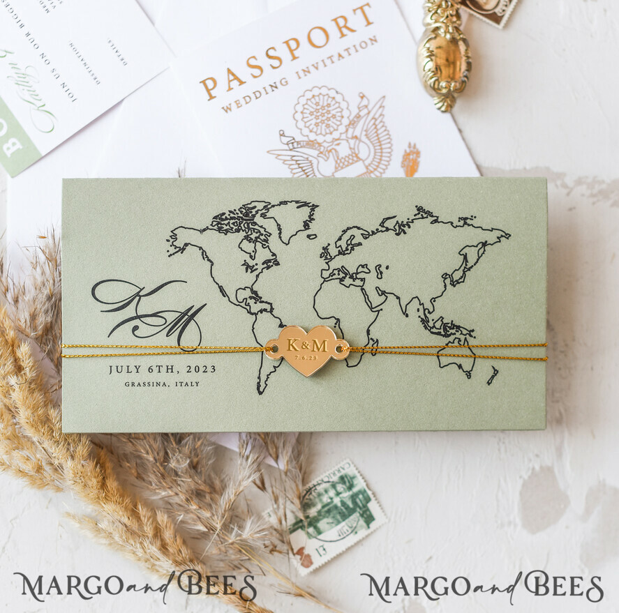 WEDDING INVITATIONS passport to love/ beach wedding invites White Gold Passport Wedding Invitation, Golden Plane Wedding Cards Boarding Pass, Travel Passport Wedding Invitations Abroad, Destination Wedding Invites, Travel Map Wedding Stationary