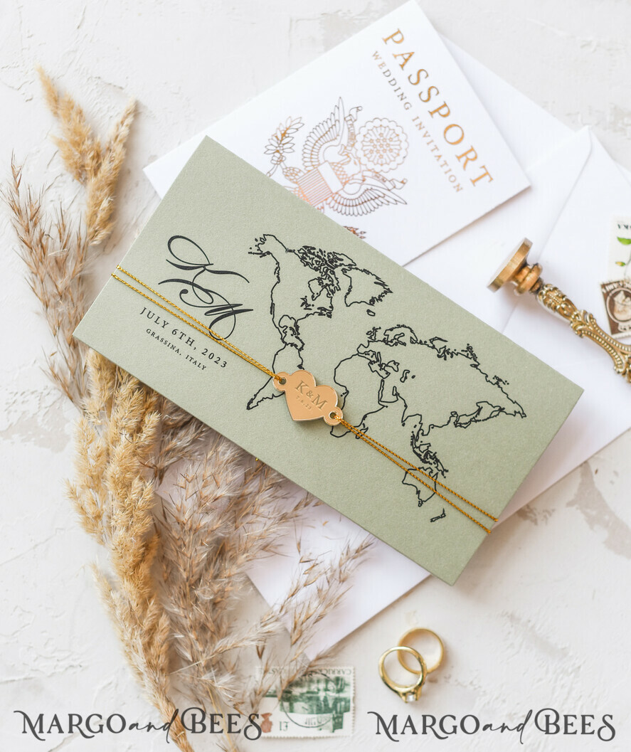 WEDDING INVITATIONS passport to love/ beach wedding invites White Gold Passport Wedding Invitation, Golden Plane Wedding Cards Boarding Pass, Travel Passport Wedding Invitations Abroad, Destination Wedding Invites, Travel Map Wedding Stationary