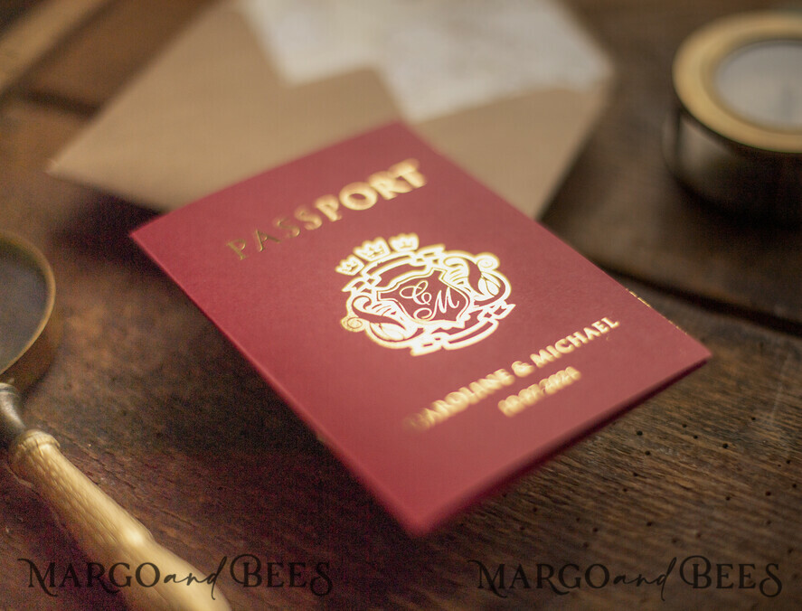 WEDDING INVITATIONS passport to love/ beach wedding invites Passport Wedding invitations suite Gold Wedding Invites air ticket wedding Cards