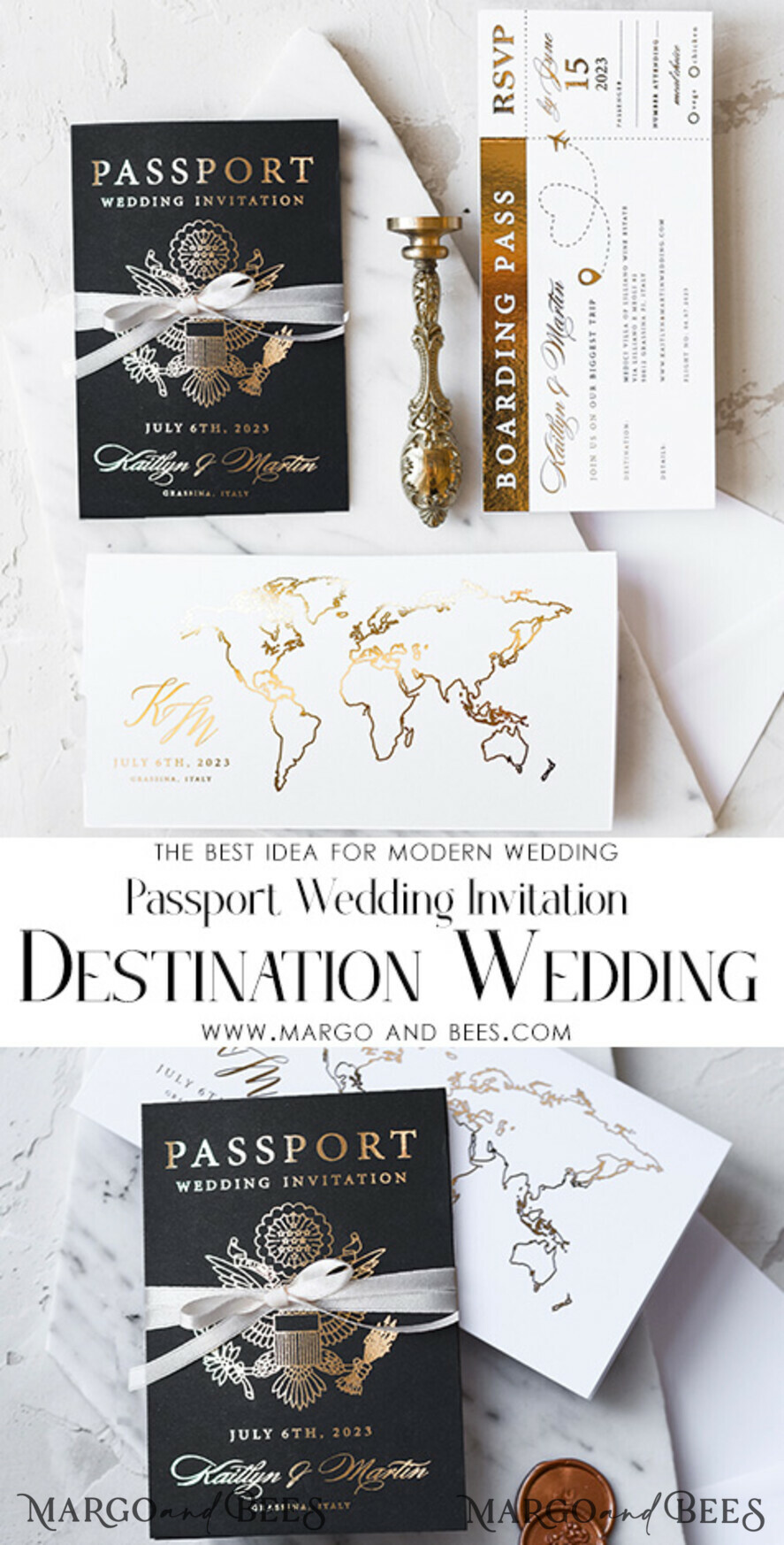 WEDDING INVITATIONS passport to love/ beach wedding invites Gold Passport Wedding Invitation, Map Wedding Cards Boarding Pass, Black Passport Wedding Invitations Abroad, Destination Wedding Invites, Travel Map Wedding Stationary