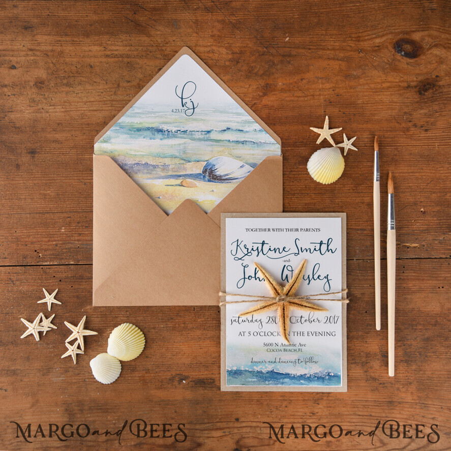 WEDDING INVITATIONS passport to love/ beach wedding invites Custom wedding invitation, seaside ceremony style stationery, eco
