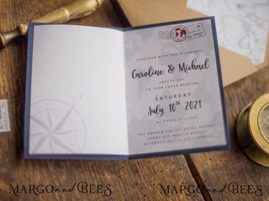 WEDDING INVITATIONS passport to love/ beach wedding invites Passport Wedding invitations suite travel Wedding Invites air ticket wedding Cards