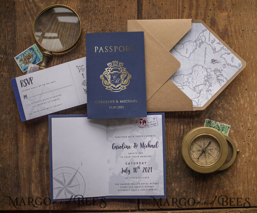 WEDDING INVITATIONS passport to love/ beach wedding invites Passport Wedding invitations suite travel Wedding Invites air ticket wedding Cards