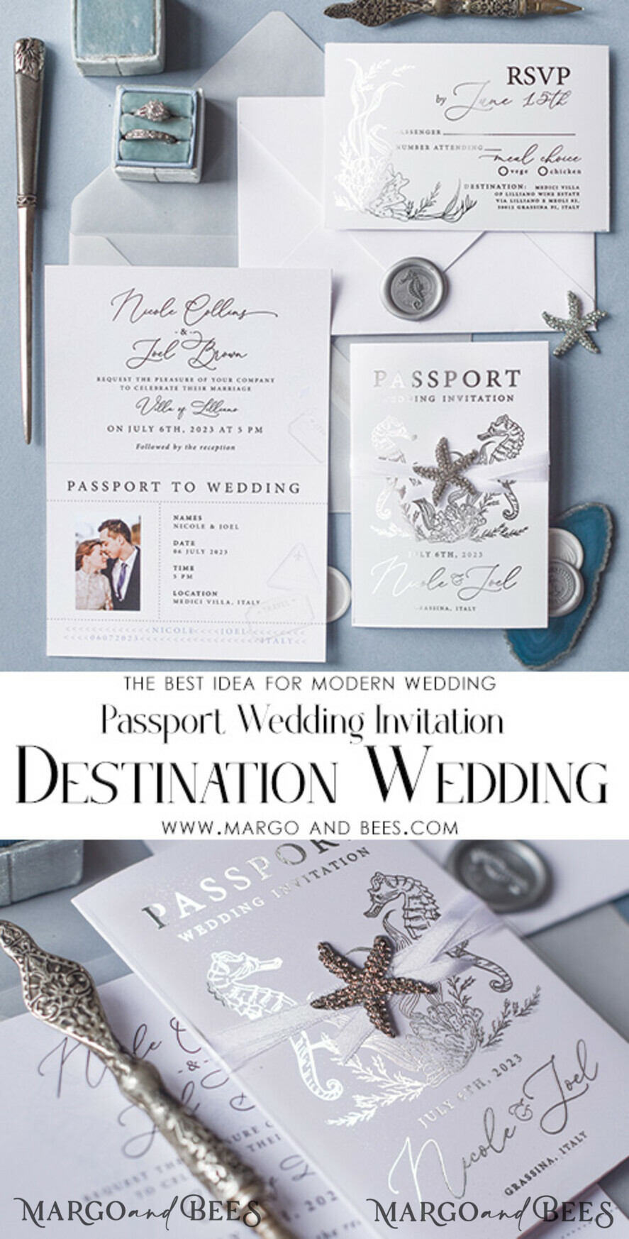 WEDDING INVITATIONS passport to love/ beach wedding invites The wedding invitations card, destination elopement stationery