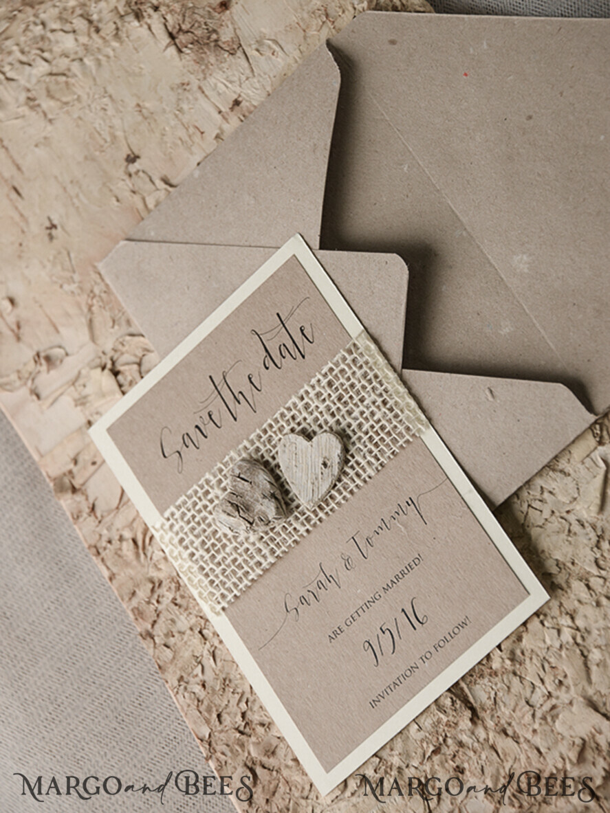 Save the date wedding card, rustic