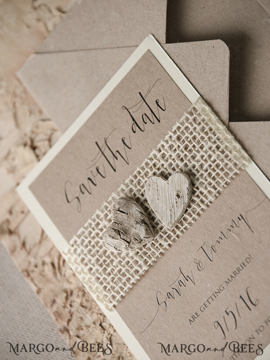Save the date wedding card, rustic