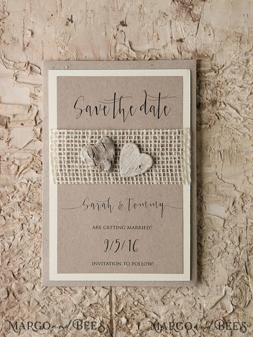 Save the date wedding card, rustic
