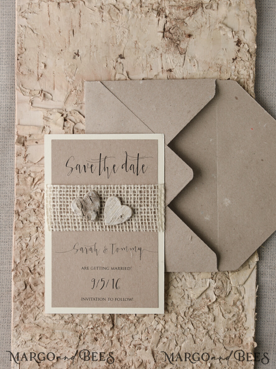 Save the date wedding card, rustic