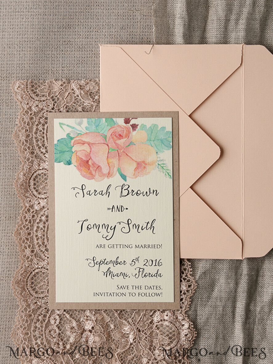 Bespoke wedding save the date, shabby chic
