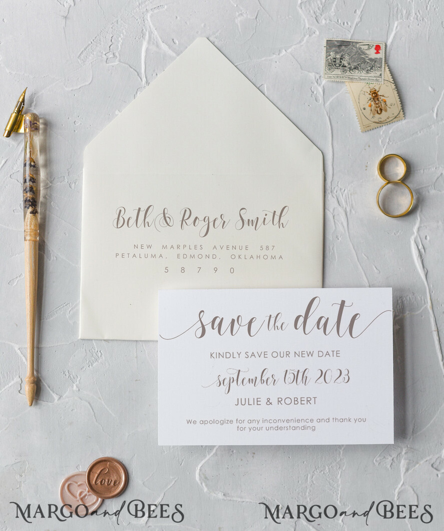 Save the date simple form card with an envelope